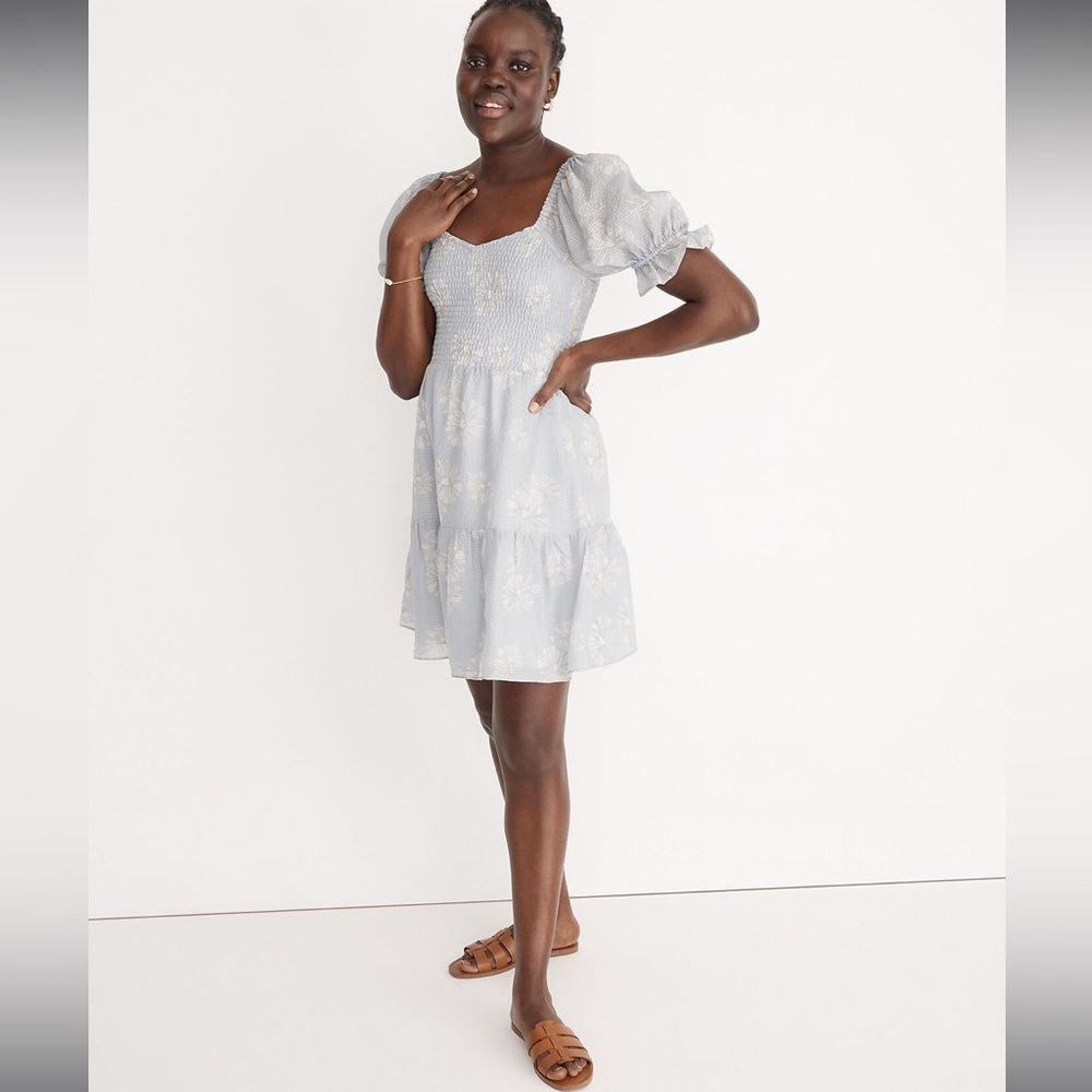 Madewell Silk Lucie Smocked Mini Dress in Moody Blooms Size XL Women's